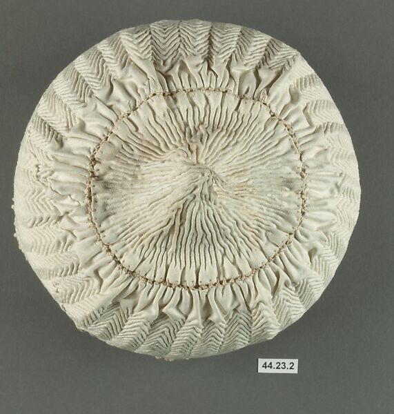 Cap, Cotton; quilted, crocheted  cotton lace border