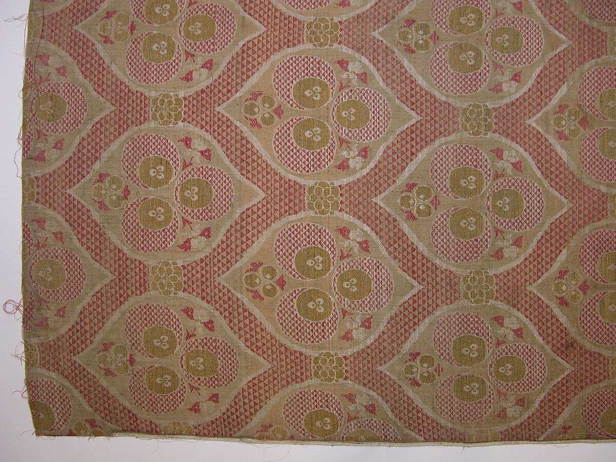 Textile Fragment, Silk, metal wrapped thread; lampas (kemha)