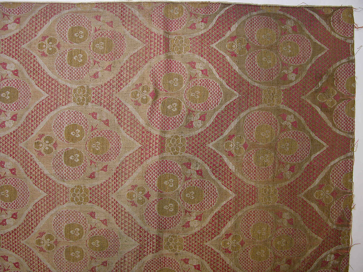 Textile Fragment, Silk, metal wrapped thread; lampas (kemha)
