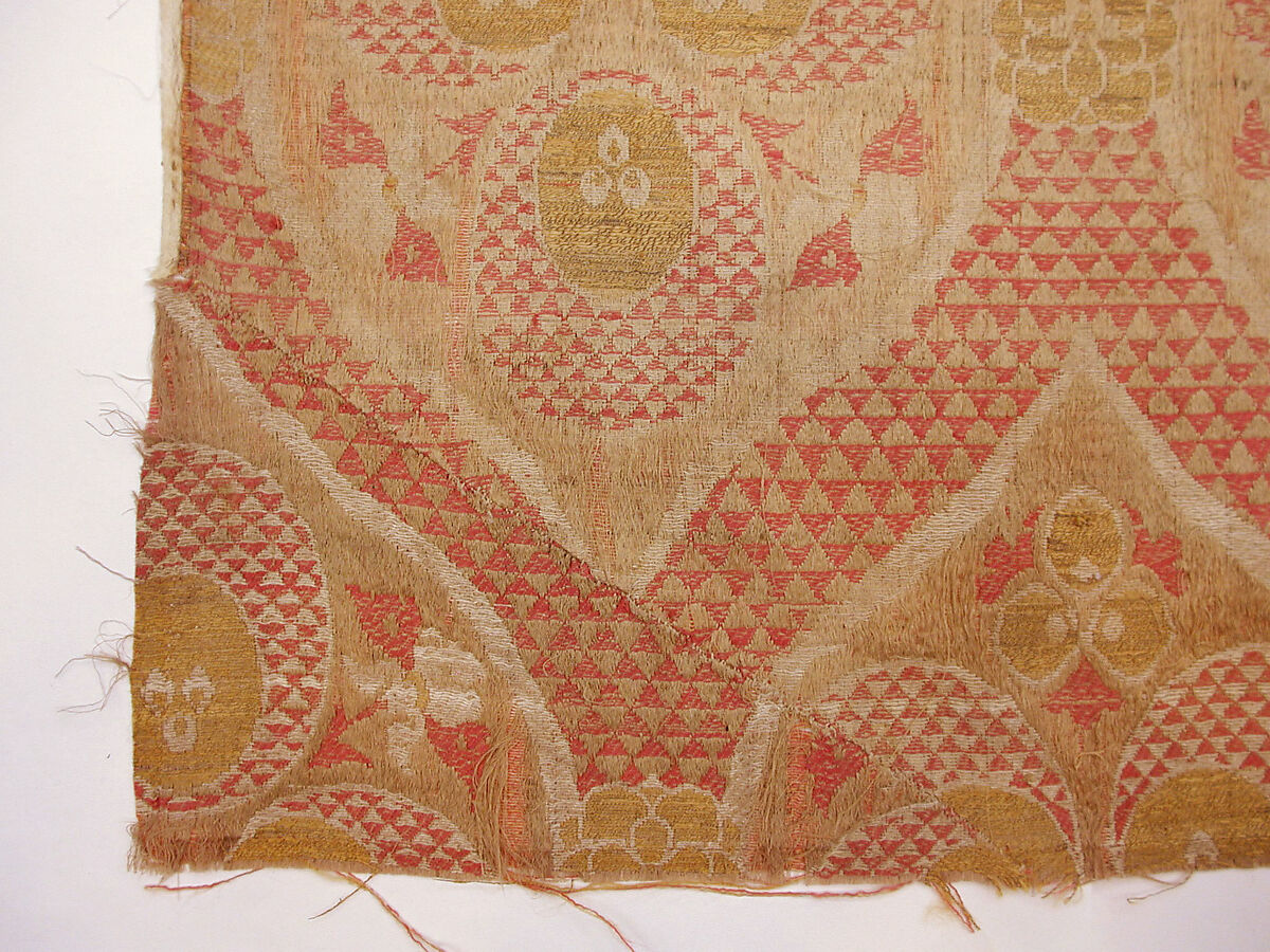 Textile Fragment, Silk, metal wrapped thread; lampas (kemha)
