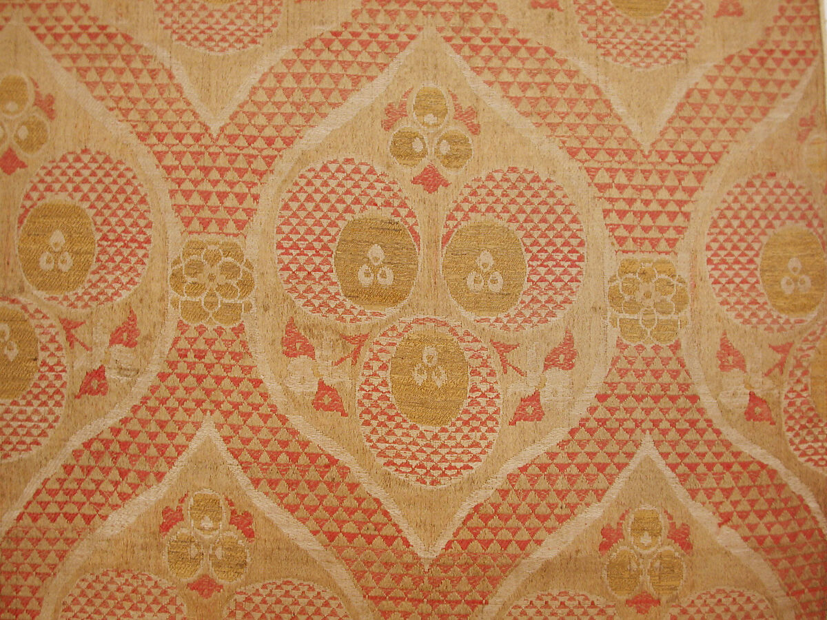 Textile Fragment, Silk, metal wrapped thread; lampas (kemha)