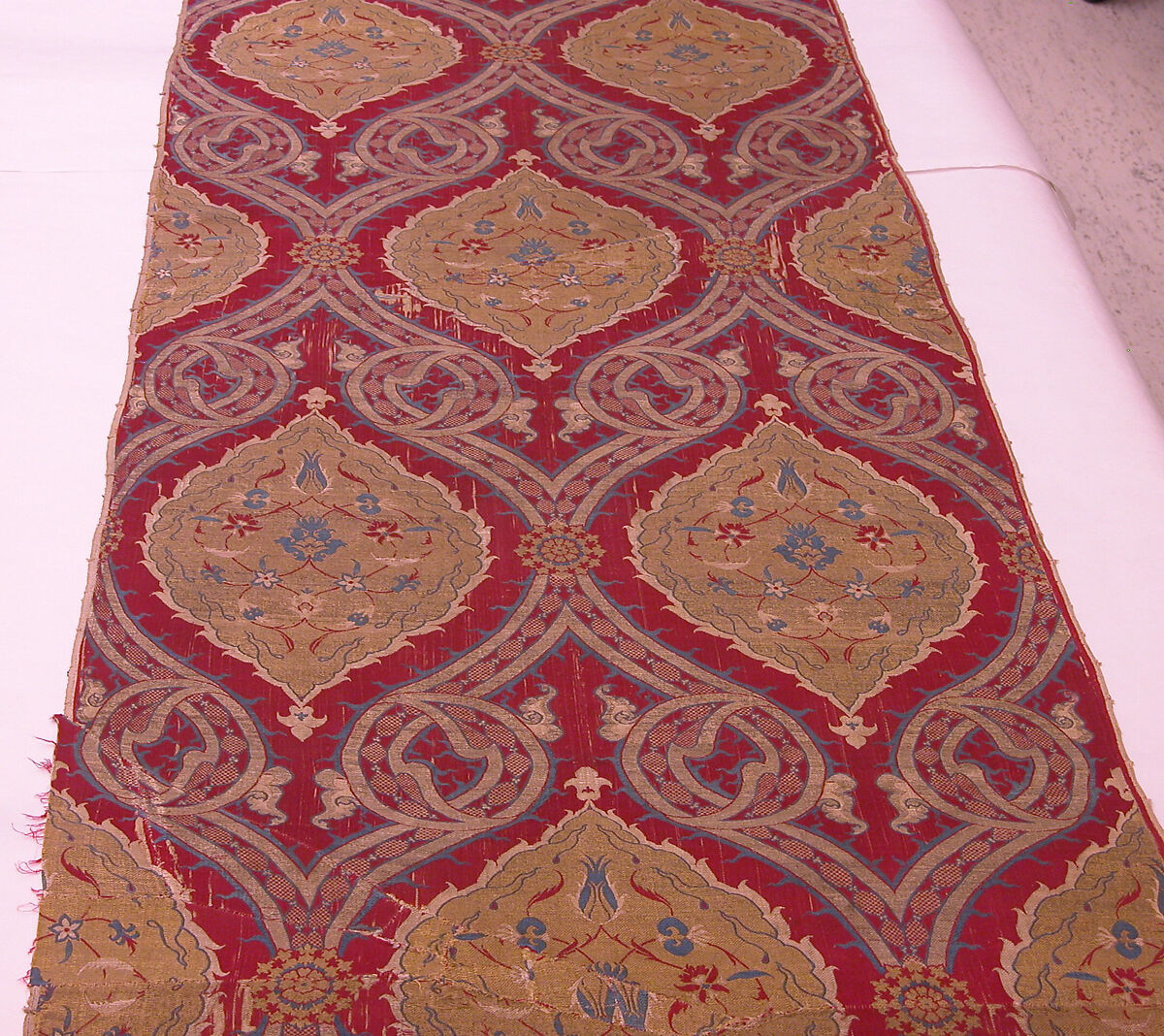 Textile Fragment, Silk, metal wrapped thread; lampas (kemha)