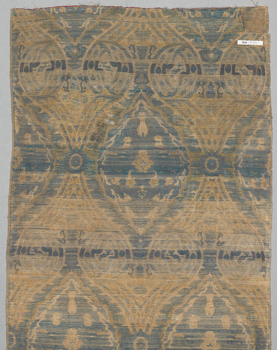 Textile Fragment, Silk, metal wrapped thread; lampas (kemha)