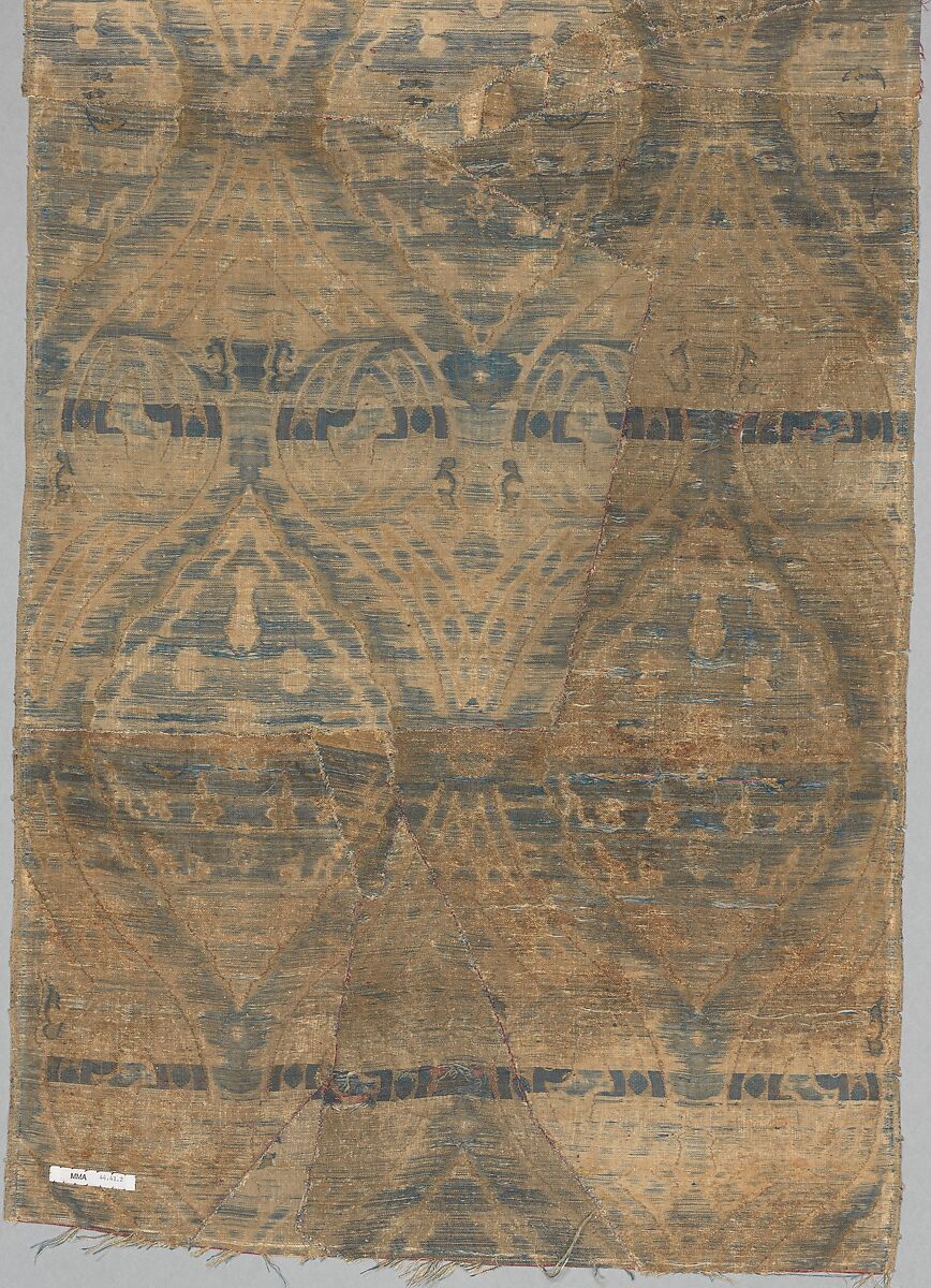 Textile Fragment, Silk, metal wrapped thread; lampas (kemha)