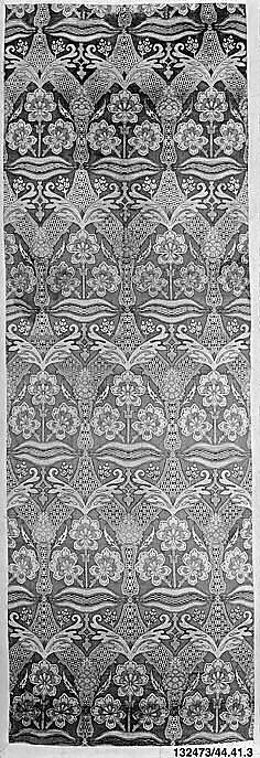 Loom Width with Floral and Tiger-stripe Design, Silk, metal wrapped thread; lampas (kemha)