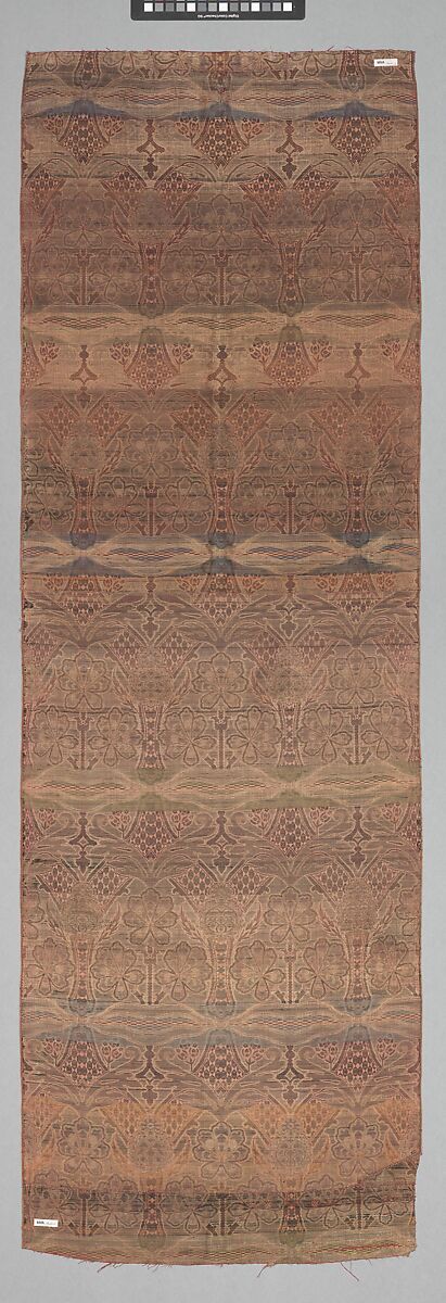 Loom Width with Floral and Tiger-stripe Design, Silk, metal wrapped thread; lampas (kemha)