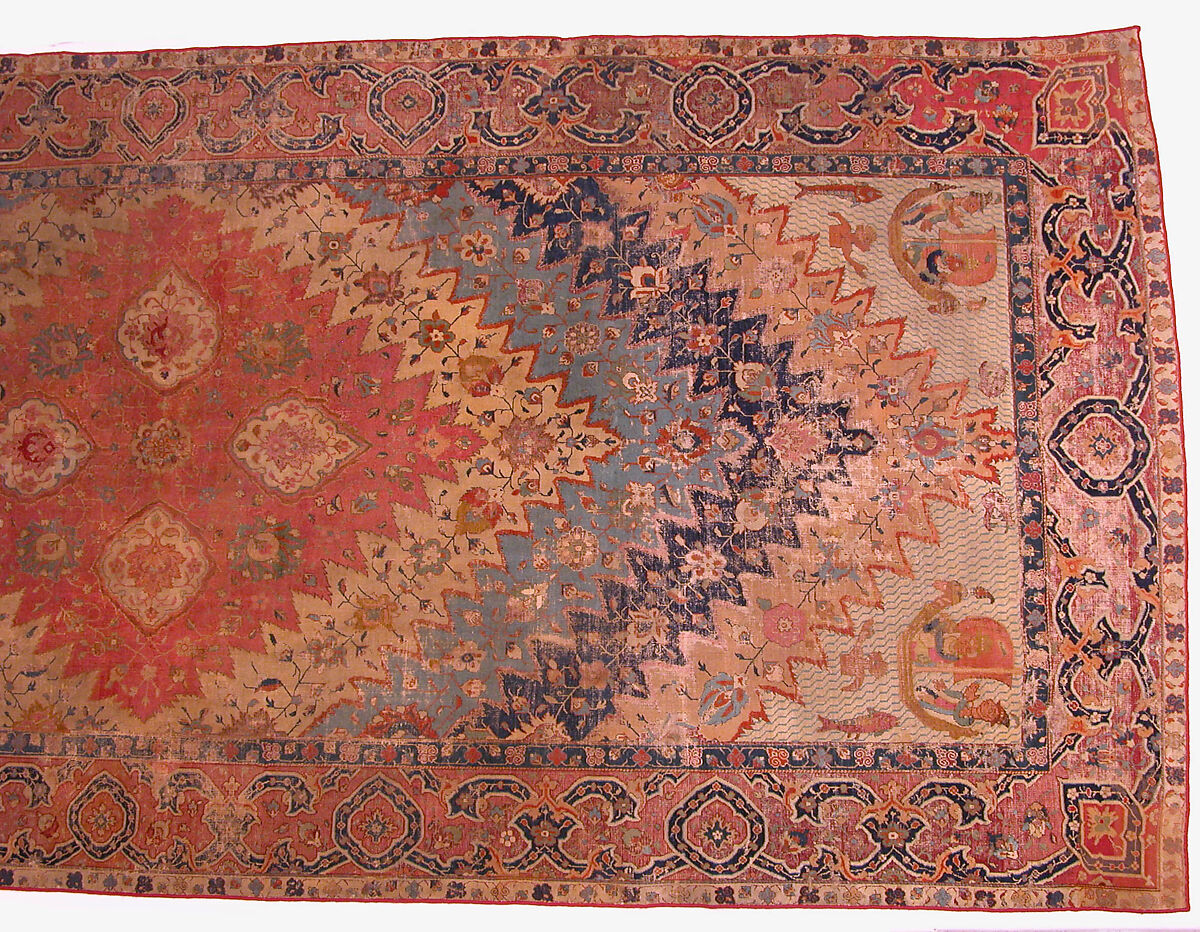 "Portuguese" Carpet with Maritime Scenes, Cotton (warp, weft, and pile); wool (pile); asymmetrically knotted pile
