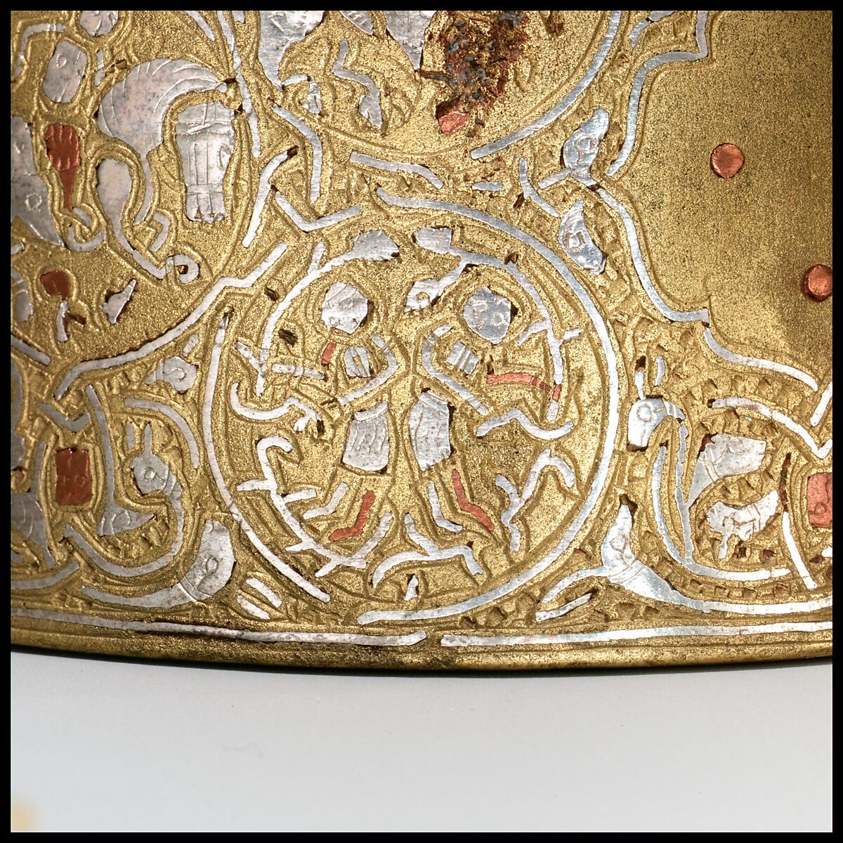 Inkwell with Twelve Zodiac Medallions, Brass; cast, inlaid with silver and copper