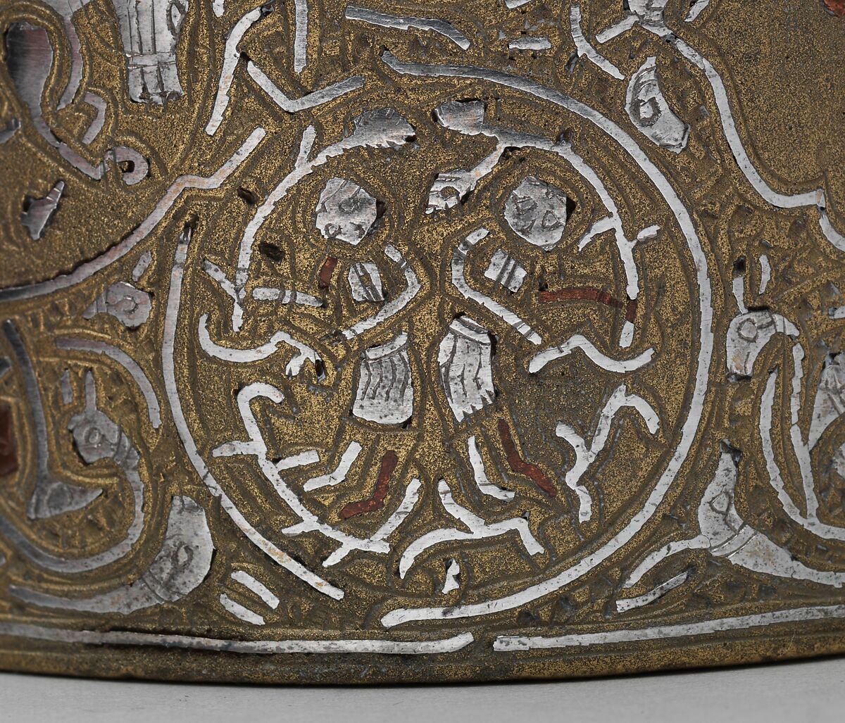 Inkwell with Twelve Zodiac Medallions, Brass; cast, inlaid with silver and copper