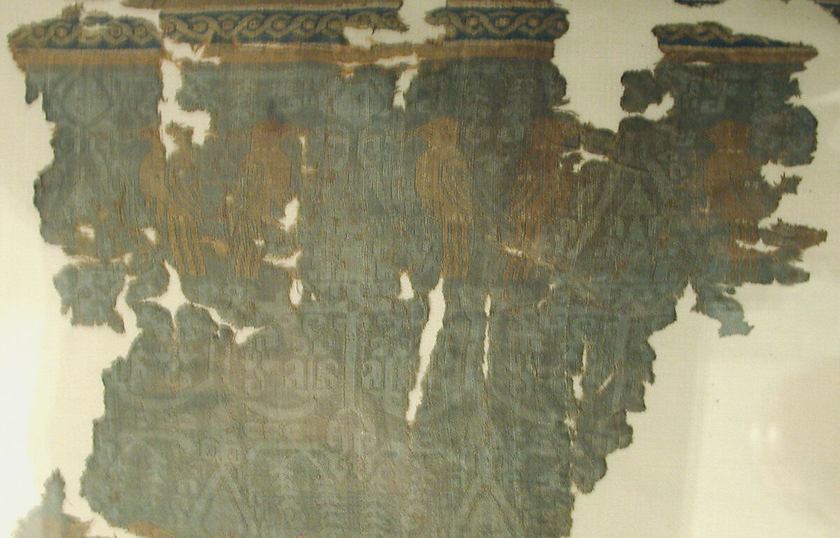 Textile Fragment with Facing Pairs of Birds Flanking a Tree of Life, Silk; samite