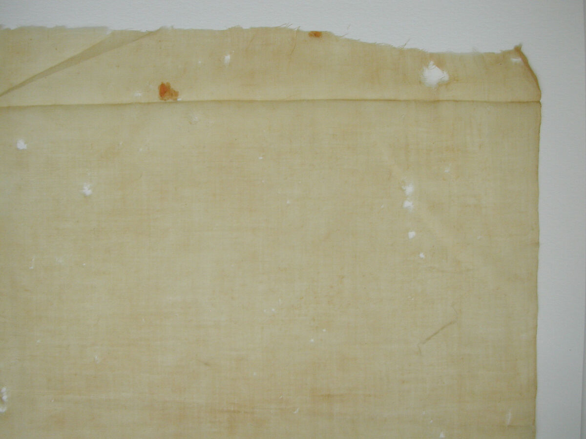 Fragment of Scarf or Cover, Linen, embroidered in silk and metal wrapped thread