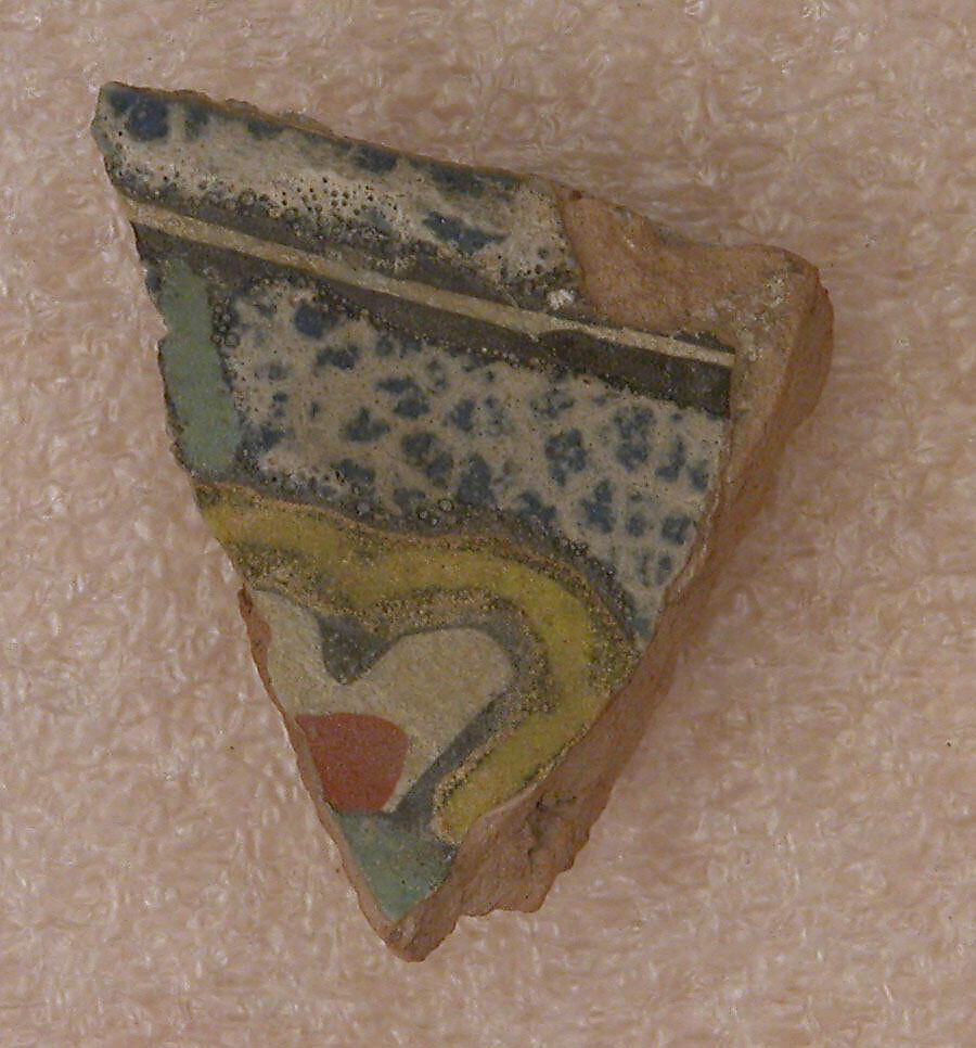 Tile Fragment, Stonepaste; polychrome painted under transparent glaze 