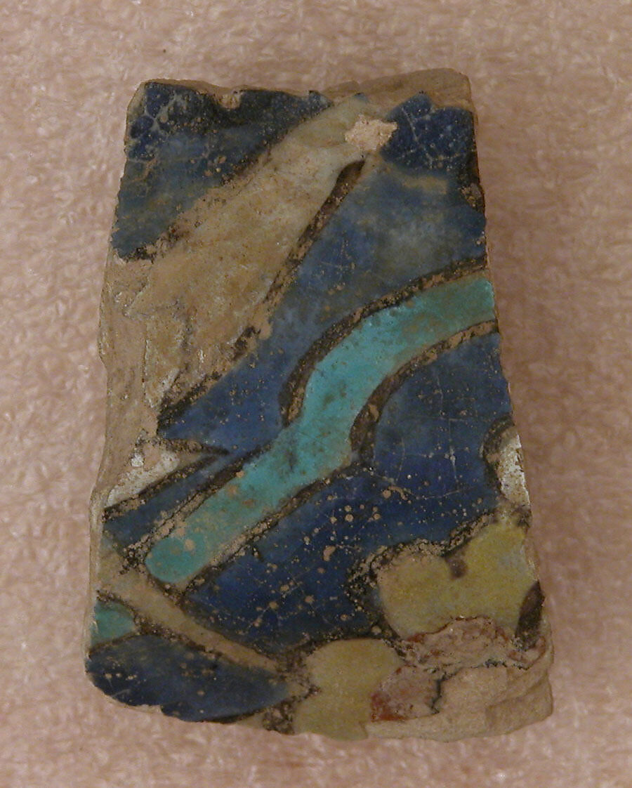 Tile Fragment, Stonepaste; polychrome painted under transparent glaze 