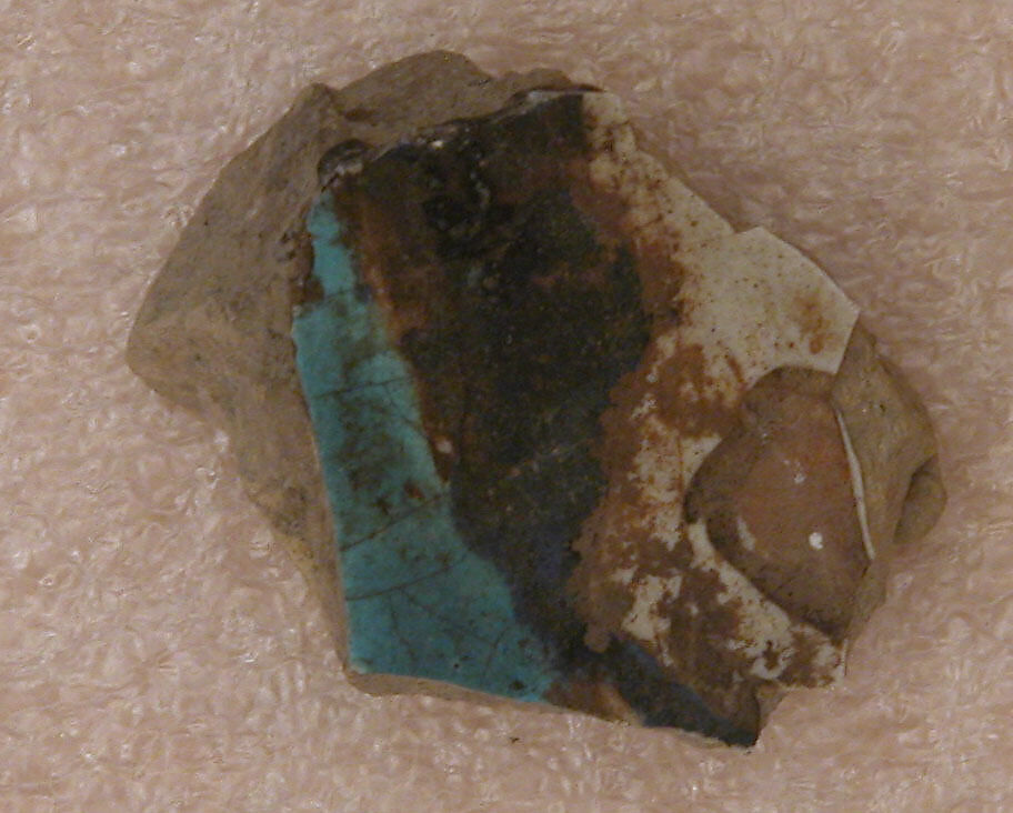 Tile Fragment, Stonepaste; polychrome painted under transparent glaze 