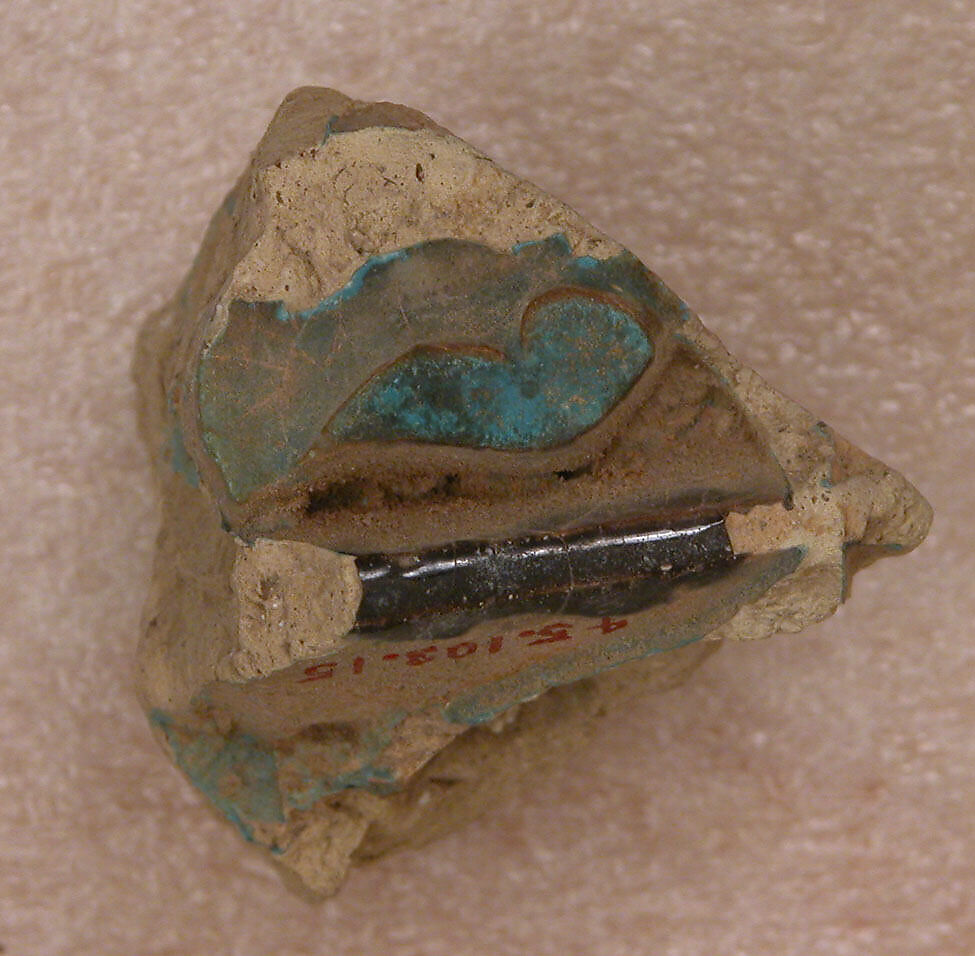 Tile Fragment, Stonepaste; polychrome painted under transparent glaze 