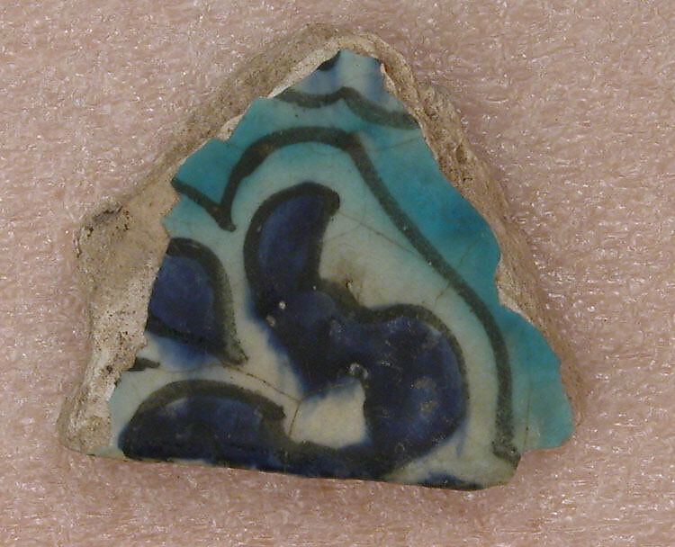 Tile Fragment, Stonepaste; polychrome painted under transparent glaze 