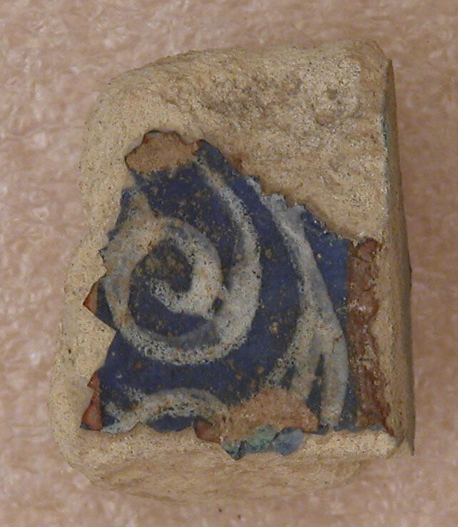 Tile Fragment, Stonepaste; polychrome painted under transparent glaze 