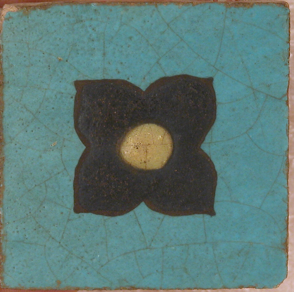 Tile Fragment, Stonepaste; polychrome painted under transparent glaze 