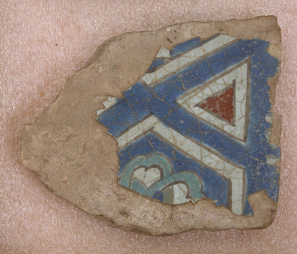 Tile Fragment, Stonepaste; polychrome painted under transparent glaze 