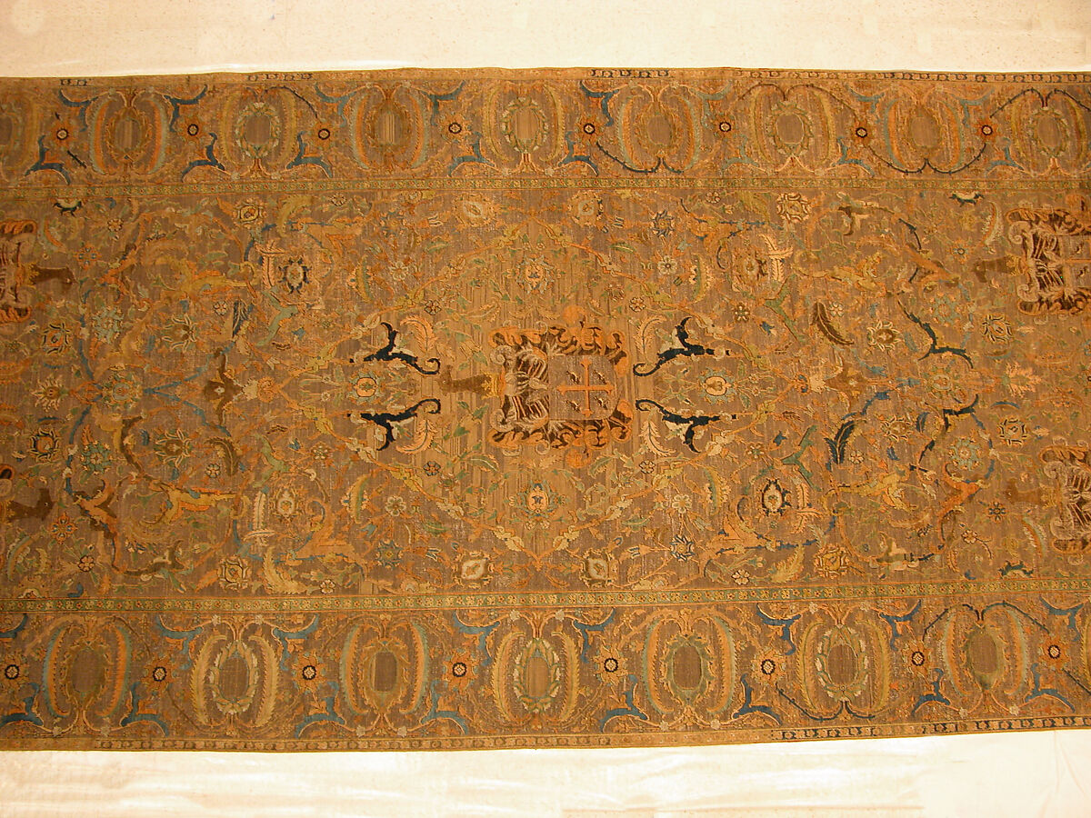 The Czartoryski Carpet, Cotton (warp), silk (weft and pile), metal wrapped thread; asymmetrically knotted pile, brocaded