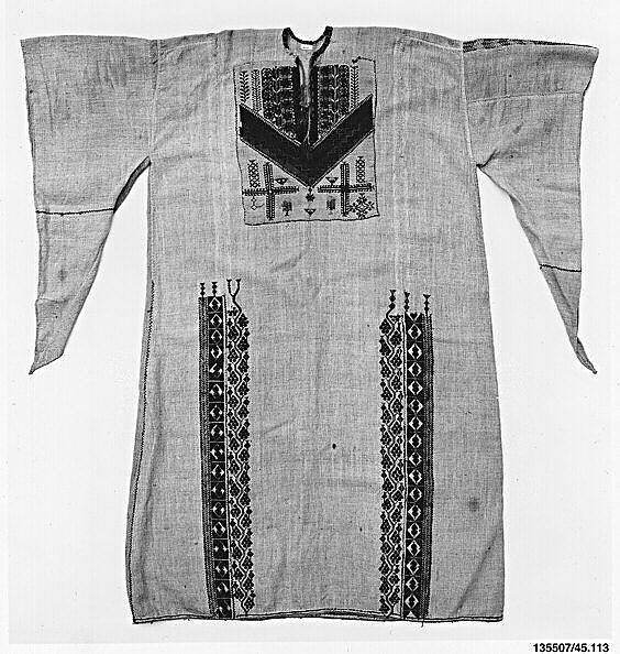Tunic, Linen; embroidered with silk 