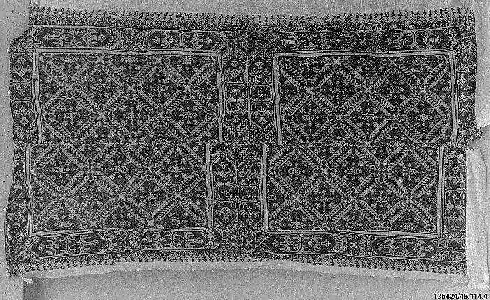 Panel, Linen; embroidered with silk 