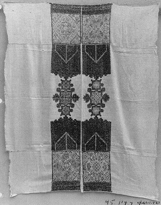 Hanging, Linen; embroidered in silk 