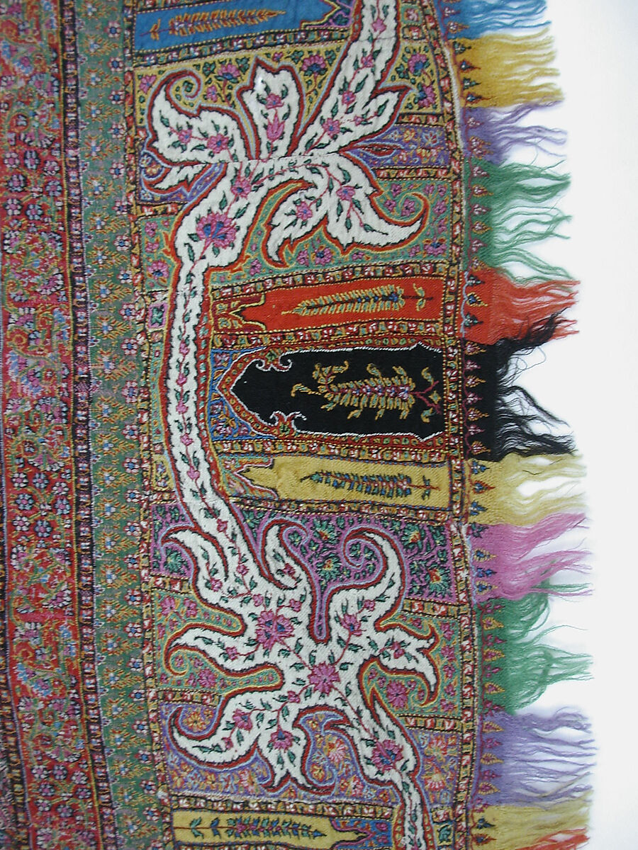 Shawl, Wool; woven and embroidered