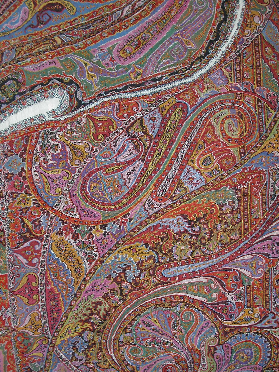 Shawl, Wool; woven and embroidered