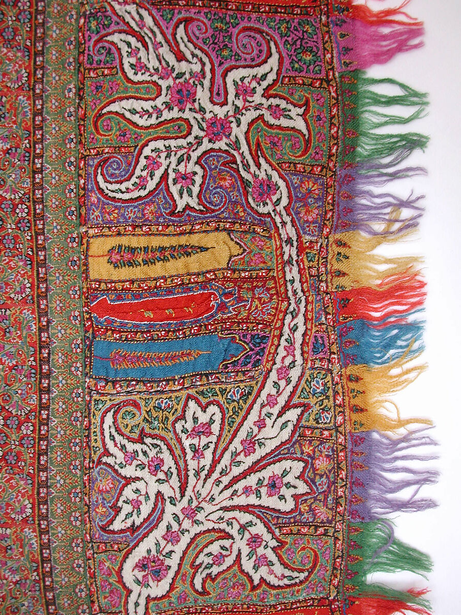 Shawl, Wool; woven and embroidered