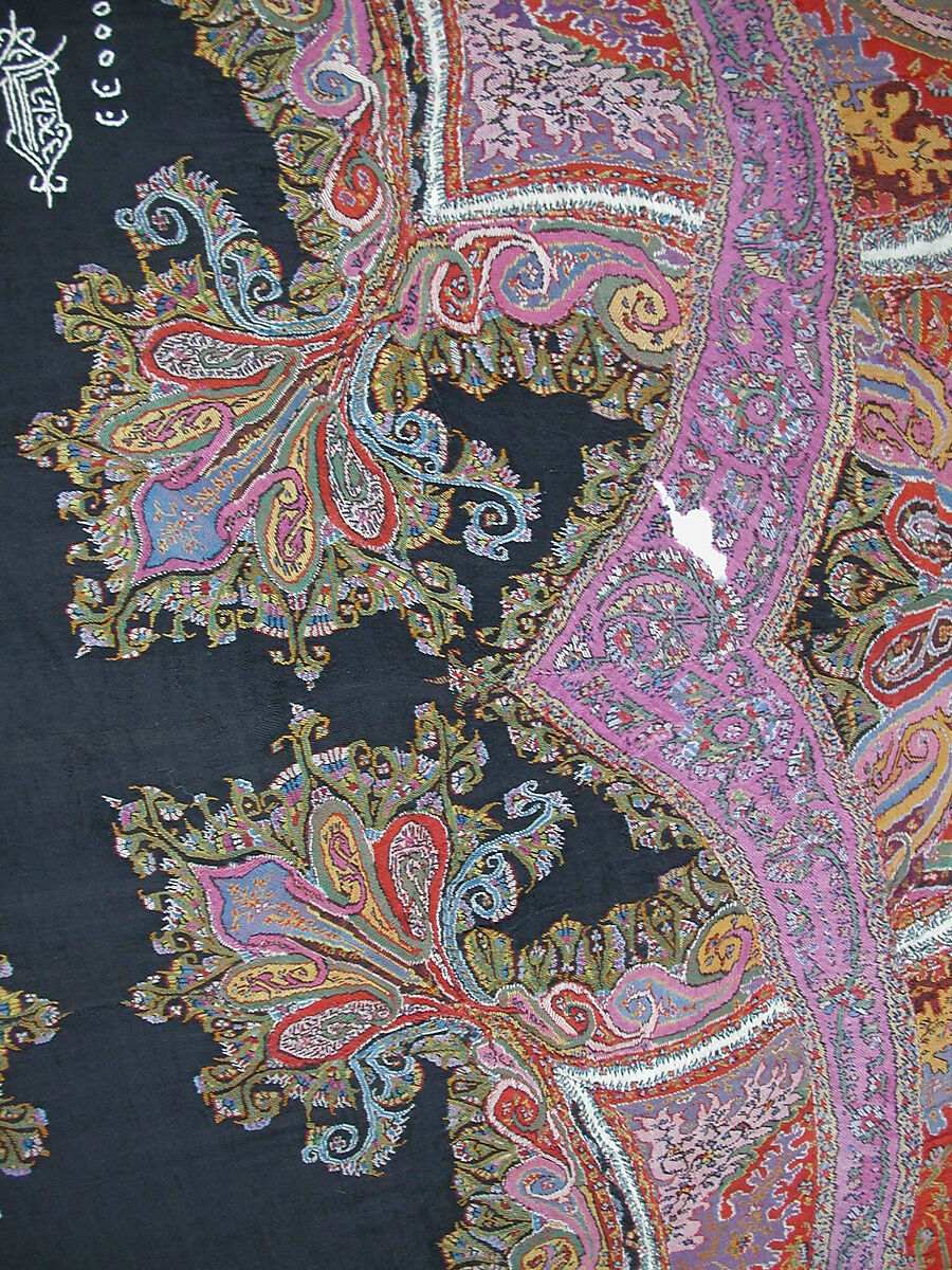 Shawl, Wool; woven and embroidered