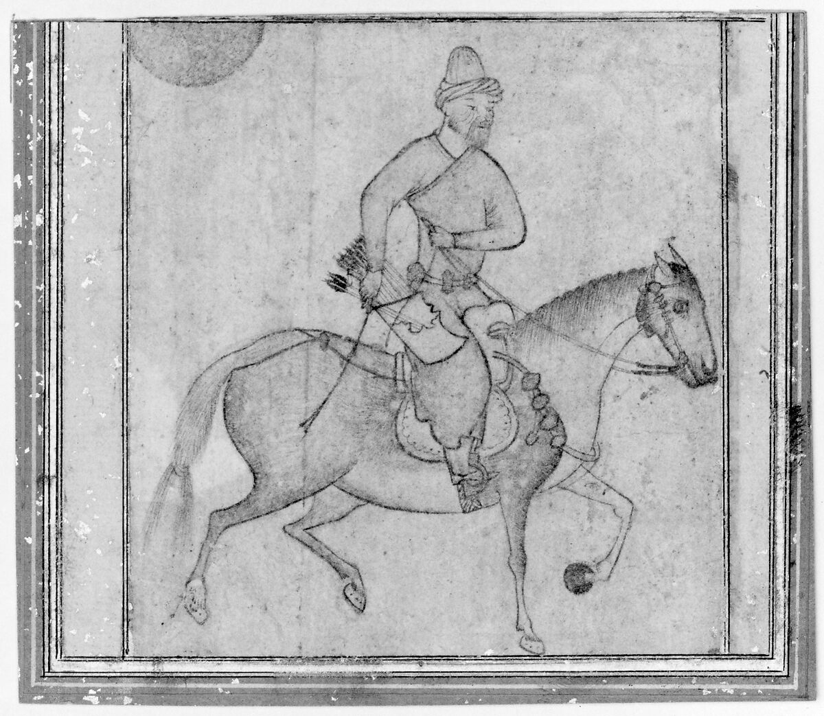 Turkomen Horseman, Ink, transparent and opaque watercolor, and gold on paper