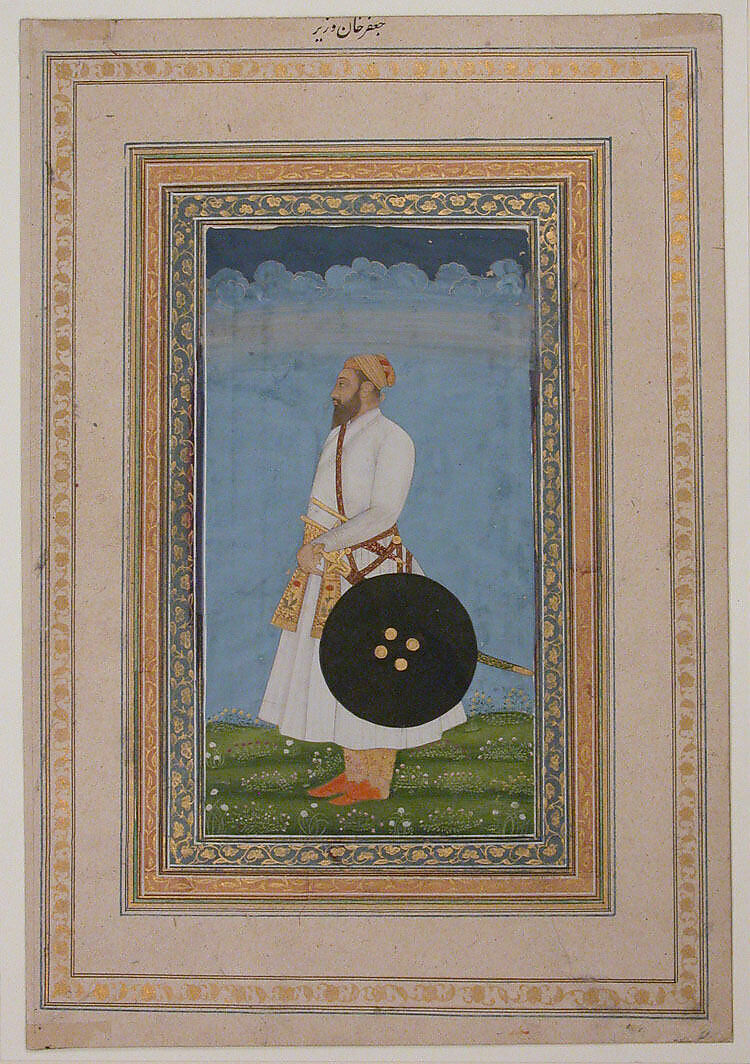 Portrait of Jafar Khan, Ink, opaque watercolor, and gold on paper 