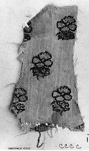 Textile Fragment, Silk and metal wrapped thread; brocaded 