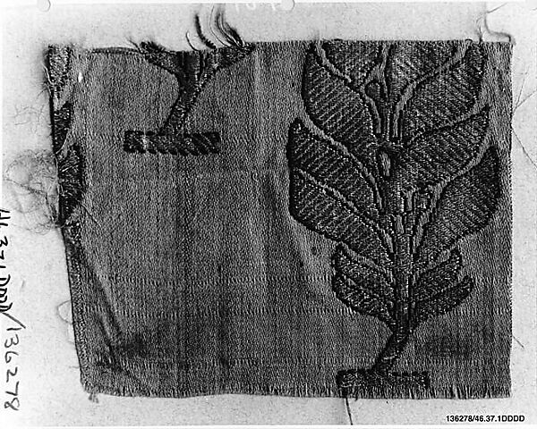 Textile Fragment, Silk and metal wrapped thread; brocaded 