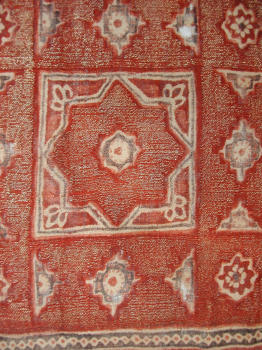 Sari, Cotton and metal wrapped thread; printedSelvage: brocaded