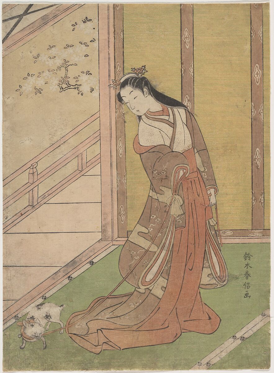 Onna San no Miya (the Third Princess), Suzuki Harunobu (Japanese, 1725–1770), Woodblock print; ink and color on paper, Japan 