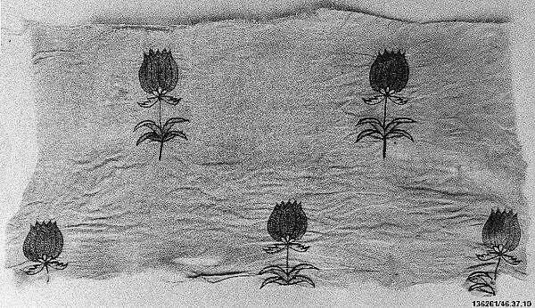 Textile Fragment, Silk; embroidered 