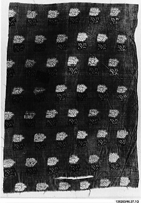 Textile Fragment, Cotton and silk; brocaded 