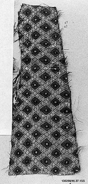Textile Fragment, Silk and metal wrapped thread 