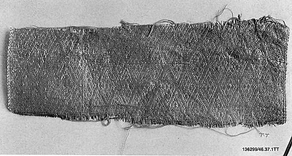Textile Fragment, Cotton and metal wrapped thread 