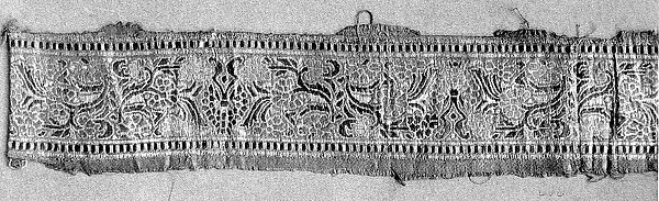 Textile Fragment, Silk and metal wrapped thread; brocaded 