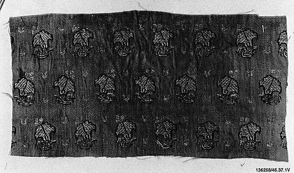 Textile Fragment, Silk and metal wrapped thread; brocaded 