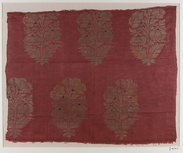 Textile Fragment, Silk and metal wrapped thread; brocaded