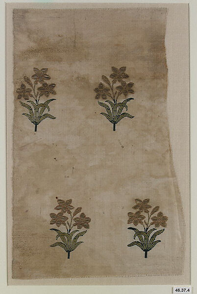 Textile Fragment, Silk and metal wrapped thread; brocaded 