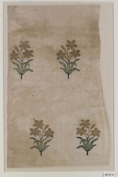 Textile Fragment, Silk and metal wrapped thread; brocaded