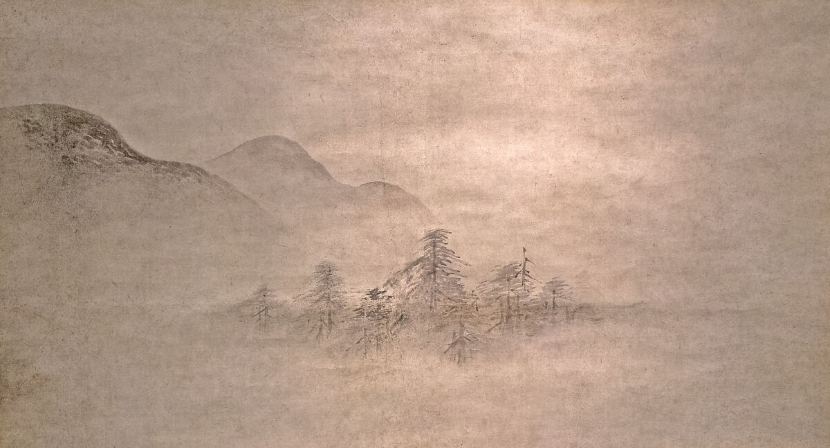 Landscape, Attributed to Kano Motonobu (Japanese, 1477–1559), Hanging scroll; ink on paper, Japan 