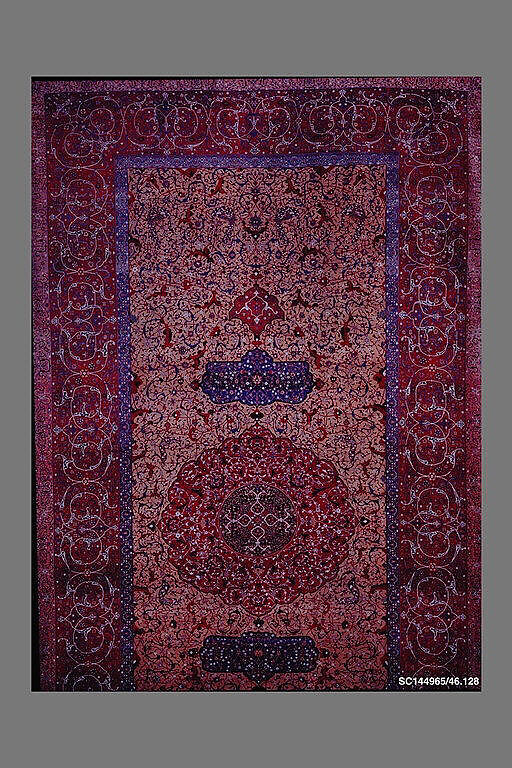 The Anhalt Medallion Carpet, Cotton (warp), silk (weft), wool (pile); asymmetrically knotted pile