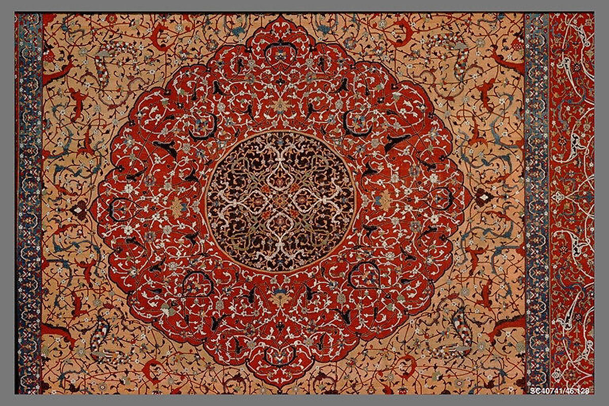 The Anhalt Medallion Carpet, Cotton (warp), silk (weft), wool (pile); asymmetrically knotted pile