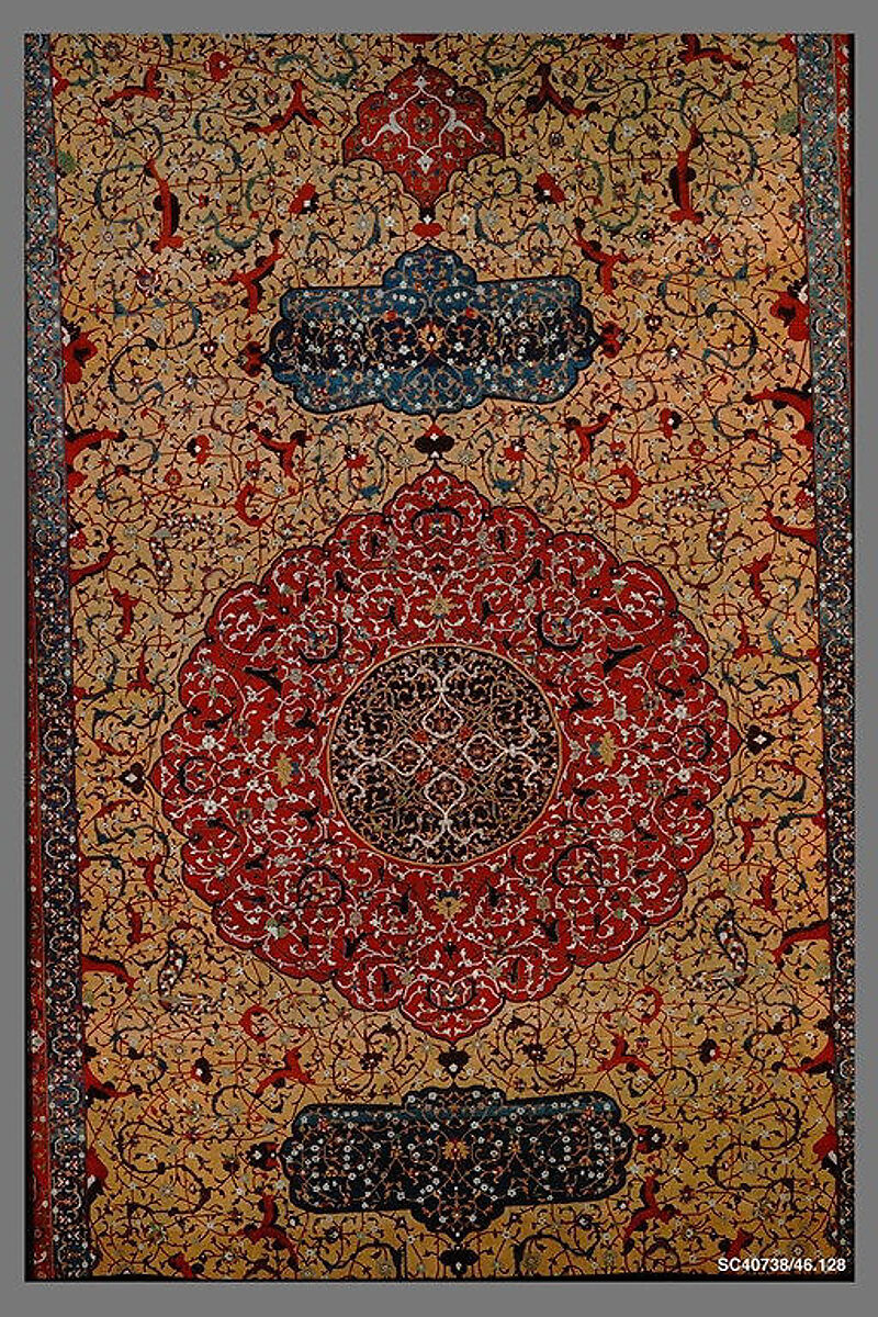 The Anhalt Medallion Carpet, Cotton (warp), silk (weft), wool (pile); asymmetrically knotted pile
